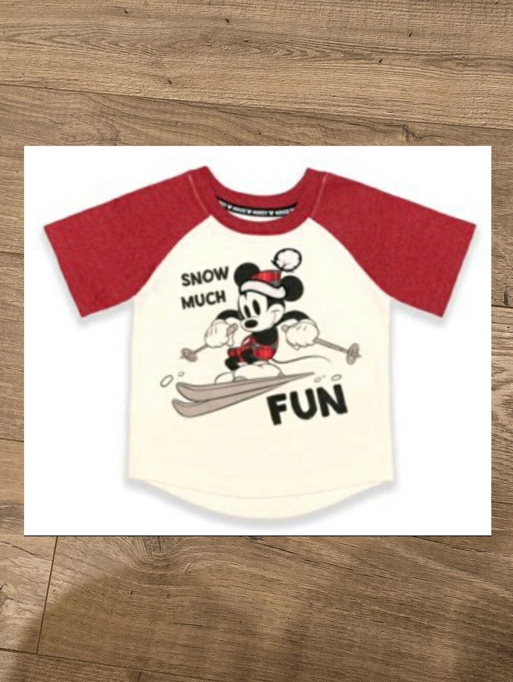 Disney Christmas Mickey Skiing "Snow Much Fun" Baby Boy Shirt Size 18mos NWT